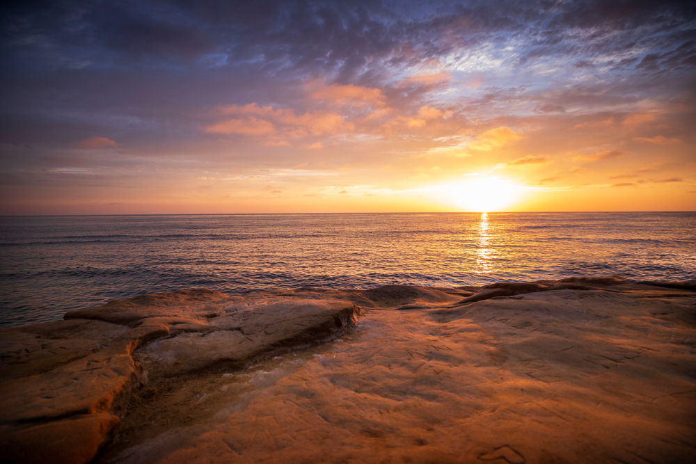 A sunset over the Pacific Ocean at Sunset Cliffs in San Diego, illustrating the metaphorical sunsetting of the Tax Cuts and Jobs Act, emphasizing the need for proactive estate planning and elder law strategy adjustments before 2025.