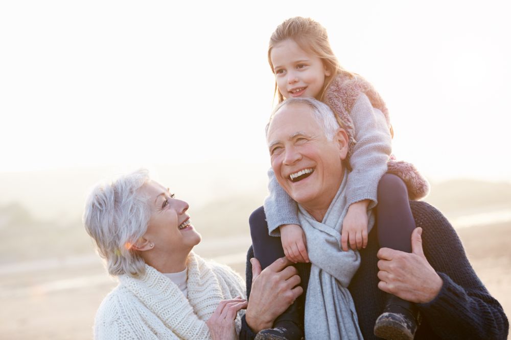 An older couple discussing estate planning and the potential risks associated with joint property ownership in a family setting.