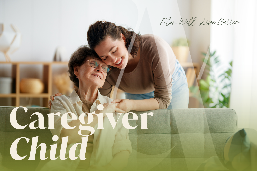 Mother and daughter hugging on a couch in a home setting