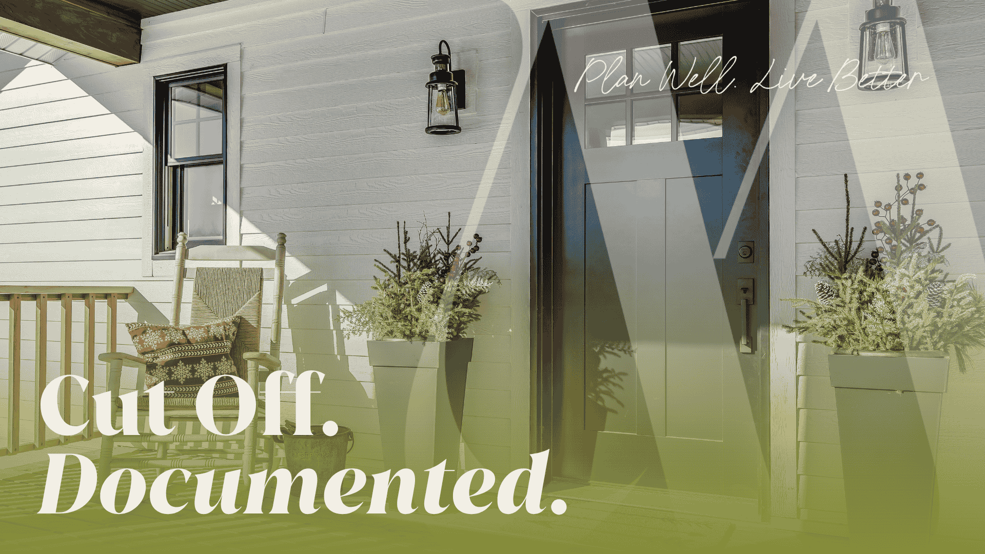 A closed front door of a home, representing family estrangement and the importance of updating estate planning documents to reflect broken relationships.