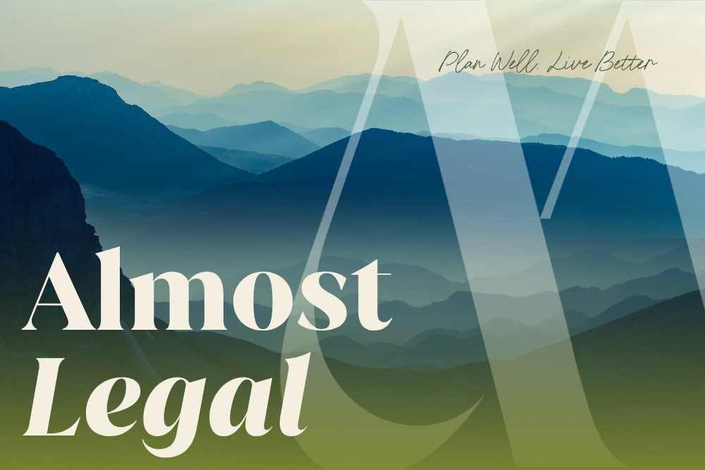 Layered mountain landscape at dusk with the words "Almost Legal" — can you write your own will in New Jersey and what makes it legally valid