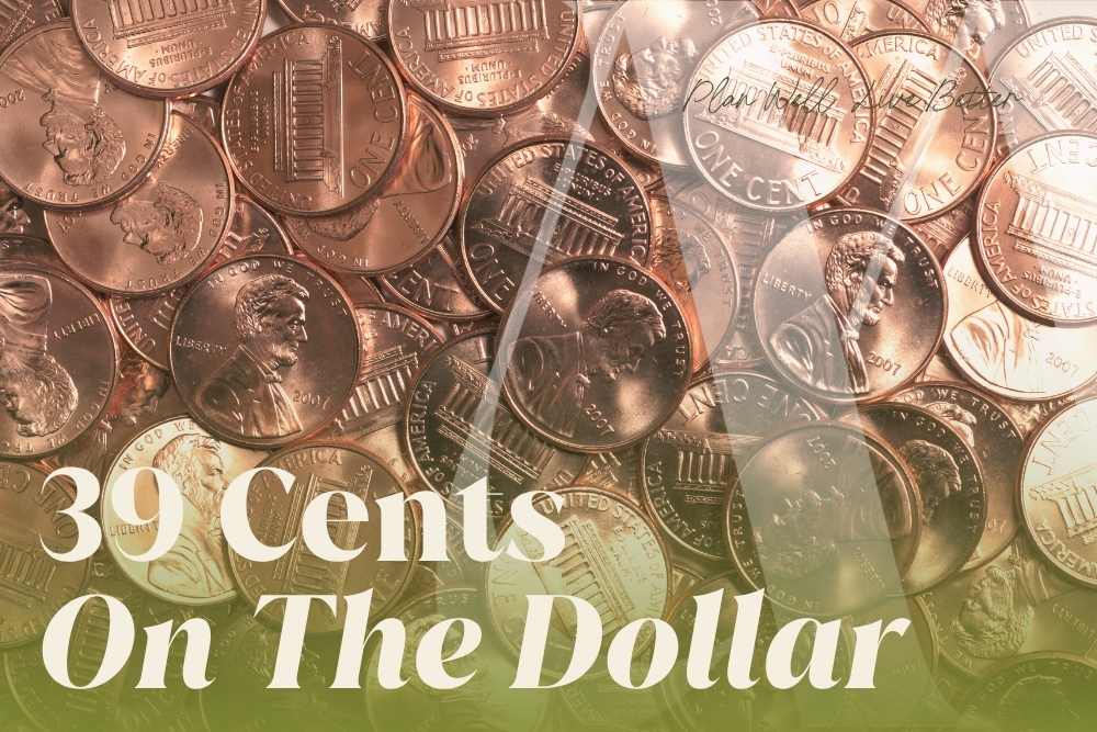 A pile of pennies representing the finding that heirs receive only 39 cents on the dollar from Boomer wealth after long-term care costs, taxes, and retirement spending are subtracted.